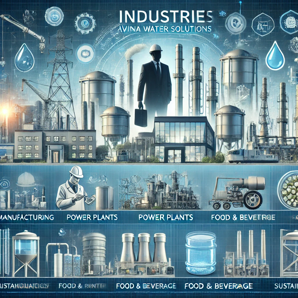 DALL·E 2025-03-28 19.05.14 – A professional image representing industries served by Avigna Water Solutions. The scene features a collage of key industries including manufacturing, DALL·E 2025-03-28 19.05.14 - A professional image representing industries served by Avigna Water Solutions. The scene features a collage of key industries including manufacturing,